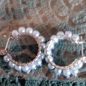 Elegant Silver Pearl Hoop Earrings